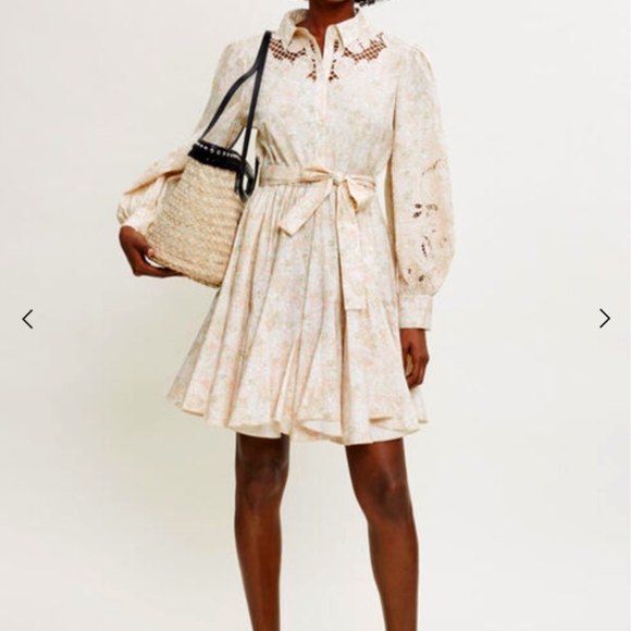 Maje Rebelia Floral Cotton Shirt Dress In Pink Flower - Picture 2 of 8